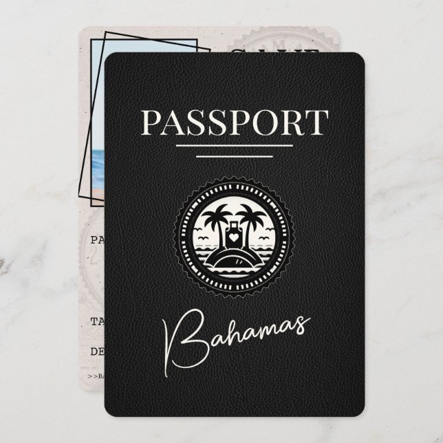 Black Bahamas Passport sparar datum Spara Datumet (Fram/baksida)