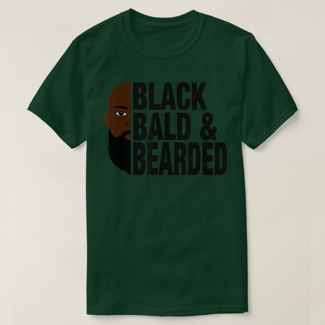 Black Bald och Bearded Ansikte Funny Fars dag T Shirt (Design framsida)