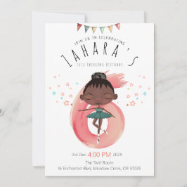 Black Ballerina 6th Birthday Inbjudningar