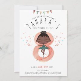 Black Ballerina 8th Birthday Inbjudningar