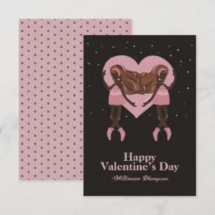 Black Ballerina Ballet Dance Valentines day Anteckningskort
