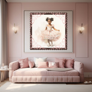 Black Ballerina, Blek Rosa Tutu, Ponytails, Ribbon Poster