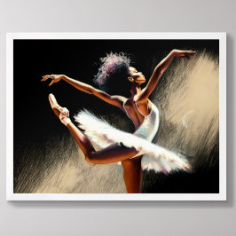 Black Ballerina Dancer Pastel Teckning Poster