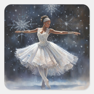 Black Ballerina: Etheral Beauty Snö Queen Fyrkantigt Klistermärke