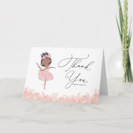 Black Ballerina i Rosa Dress Blommigt Birthday Tack Kort