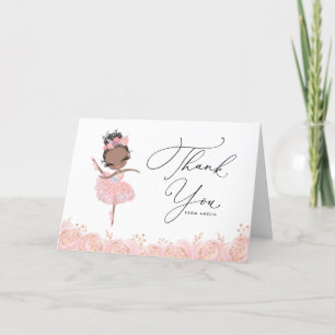 Black Ballerina i Rosa Dress Blommigt Birthday Tack Kort