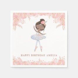 Black Ballerina in White Dress Blommigt Birthday Pappersservett