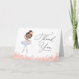 Black Ballerina in White Dress Blommigt Birthday Tack Kort