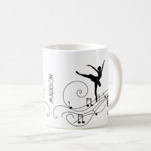 Black Ballerina & Musik noter Coffee Mugg