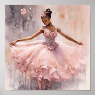 Black Ballerina: Nutcracker Sugar Plum Rosa Tutu Poster