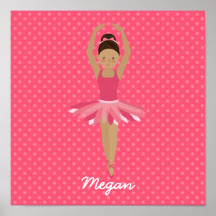 Black Ballerina på Rosa Polka dots Poster