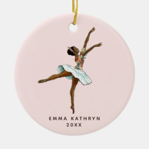 Black Ballerina Personlig Nutcracker Ballet Julgransprydnad Keramik