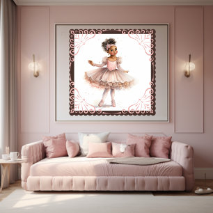 Black Ballerina, Rosa Tutu, Blommigt Headband Poster