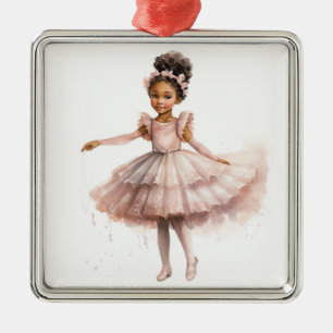 Black Ballerina, Rosa Tutu, Rosa Blommigt Headband Julgransprydnad Metall