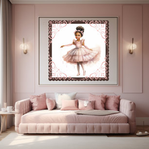 Black Ballerina, Rosa Tutu, Rosa Blommigt Headband Poster