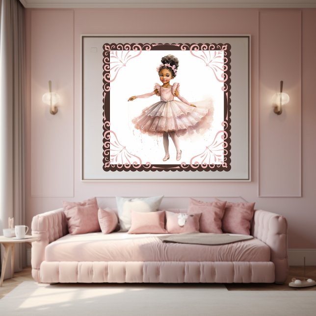 Black Ballerina, Rosa Tutu, Rosa Blommigt Headband Poster (Skapare uppladdad)