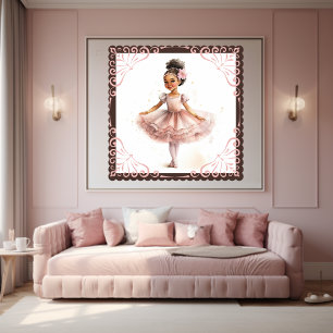 Black Ballerina, Rosa Tutu, Rosa Flower Barrette Poster