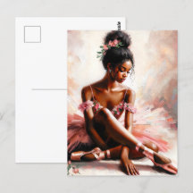 Black Ballerina Wearing Rosa Tutu Art
