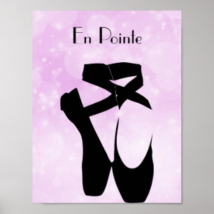Black Ballet Shoes en Pointe Poster