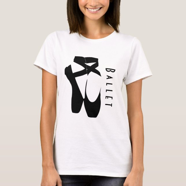 Black Ballet Shoes en Pointe Tee Shirt (Framsida)