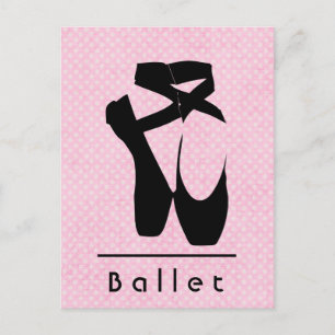 Black Ballet Shoes en Pointe Vykort