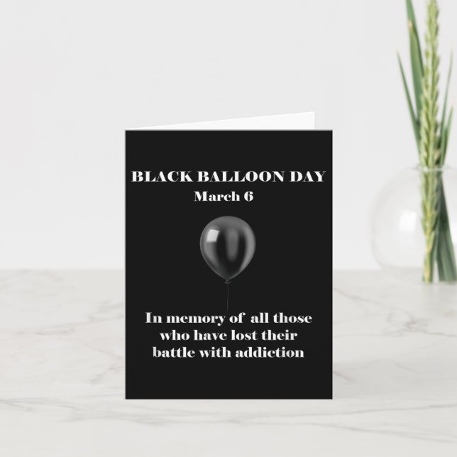 Black Balloon Day Overdose Awareness Addition T Sh Kort (Framsida)