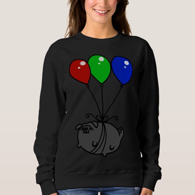 Black Balloon Pug Classic T-Shirt 651 (Framsida)