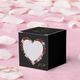 Black ballotines with heart a rose and red presentaskar