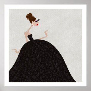 Black Ballroom Onsdag Party Dress Poster