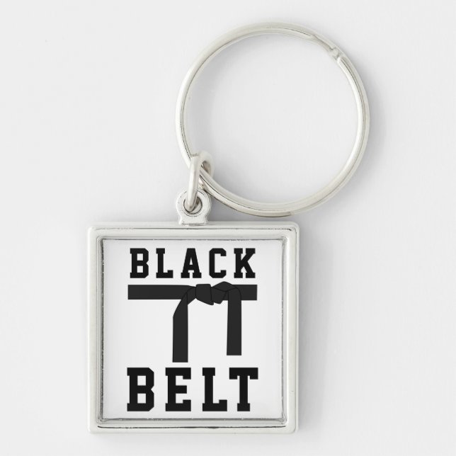 Black Bälte Fyrkantig Silverfärgad Nyckelring (Framsidan)