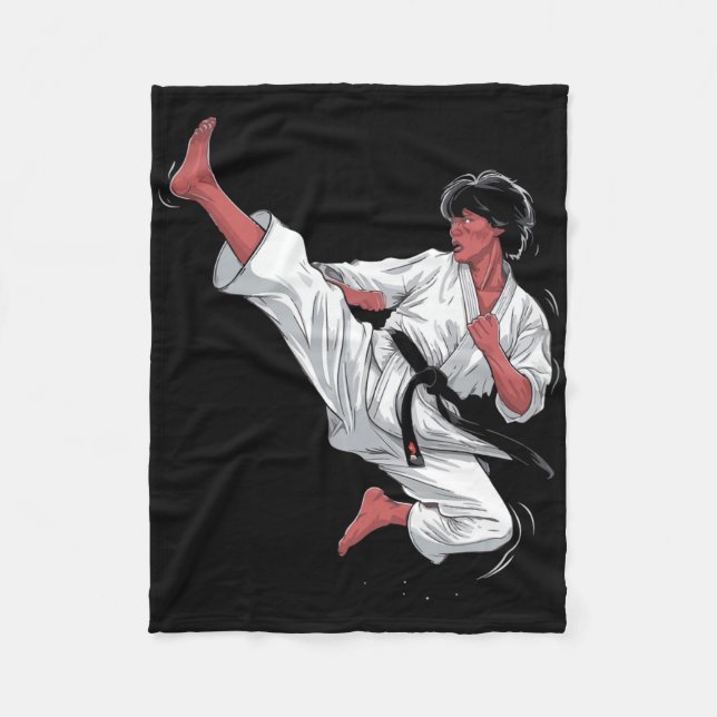 Black Bälte Karate Fighter Fleecefilt (Framsidan)
