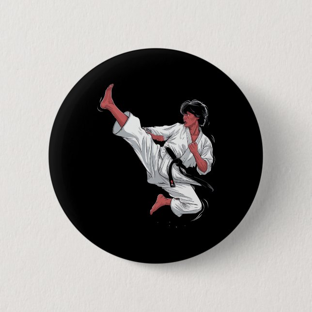 Black Bälte Karate Fighter Knapp (Framsida)