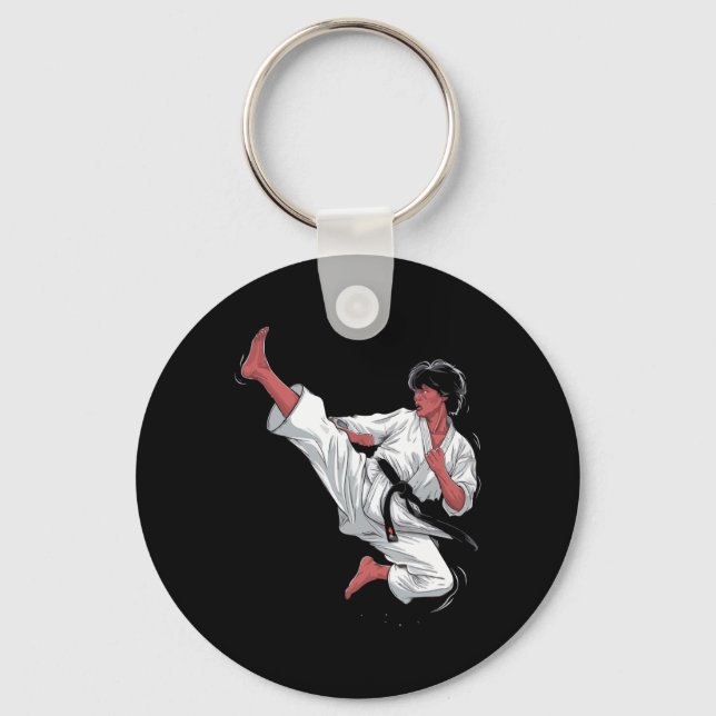 Black Bälte Karate Fighter Nyckelring (Framsida)