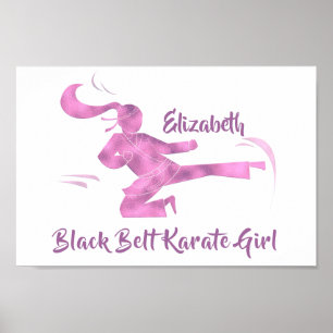 Black Bälte Karate Girl Rosa Modern Chic  Lila Poster
