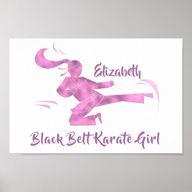 Black Bälte Karate Girl Rosa Modern Chic  Lila Poster (Framsidan)