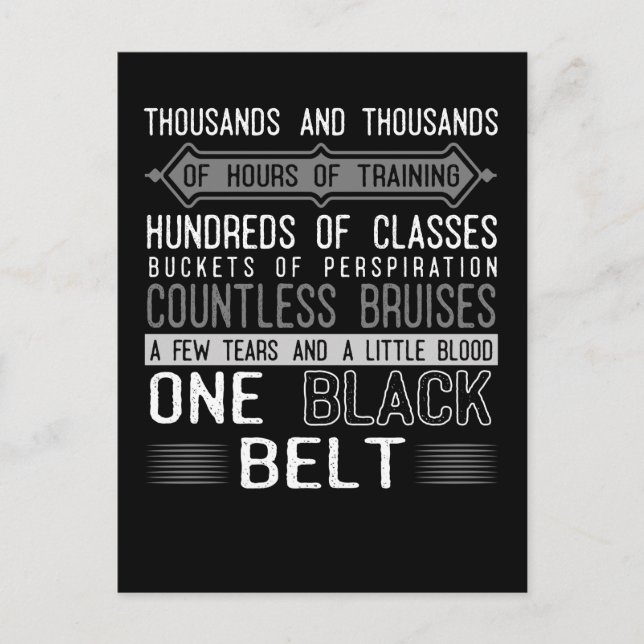 Black Bälte Karate Taekwondo Jiu Jitsu Motivation Vykort (Framsida)