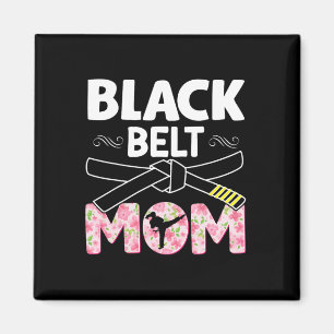 Black Bälte Mamma Blommigt Tkd Taekwondo Karate Ma Magnet