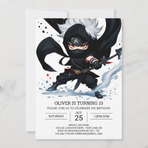 Black Bälte Ninja Training Kids Birthday Inbjudningar