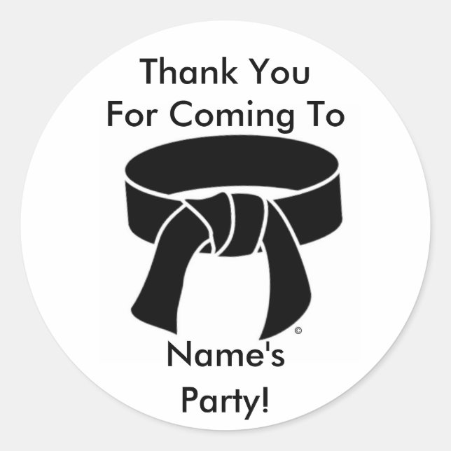 Black Bälte Party Stickers Runt Klistermärke (Framsida)