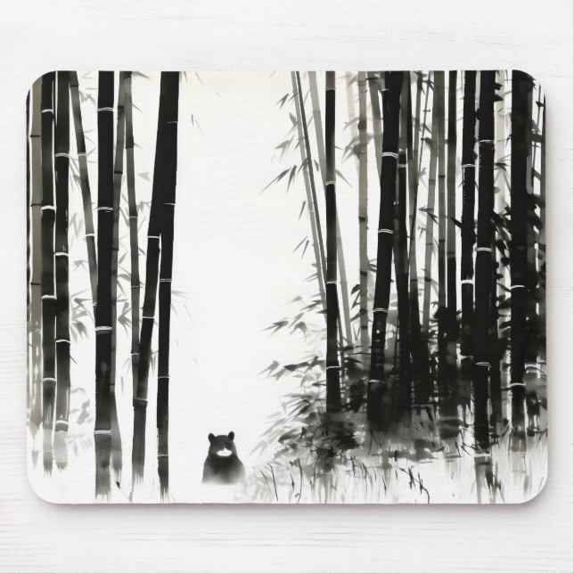 Black Bamboo Forest Bläck Painting Musmatta (Framsidan)