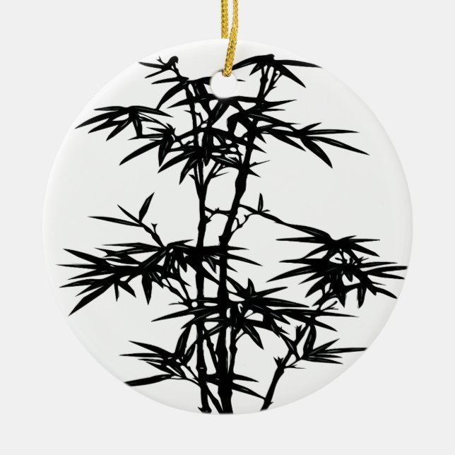 Black Bamboo Silhouette Julgransprydnad Keramik (Framsidan)