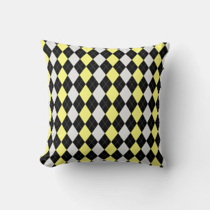 Black & BANANA GULT Diamonds ARGYLE Mönster Kudde