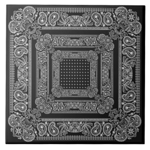 Black Bandanarama Two Bandana Kakelplatta