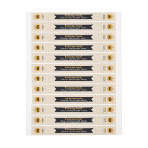 Black Banner Guld honey Burk Tamper-Proof Lid-etik Etikettband