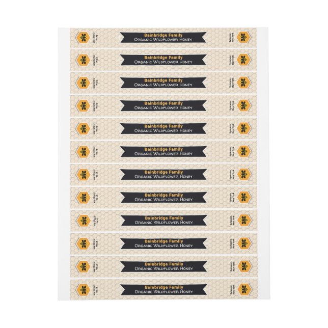 Black Banner Guld honey Burk Tamper-Proof Lid-etik Etikettband (Ark)