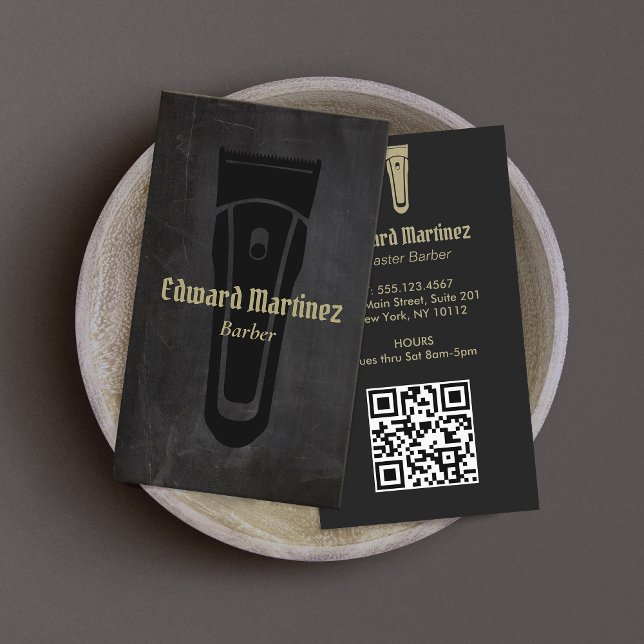 Black Barber Shop Barbershop Electric Hair Clipper Visitkort (barber business card)