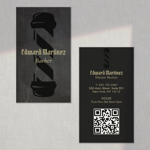 Black Barber Shop Barbershop Pole Visitkort