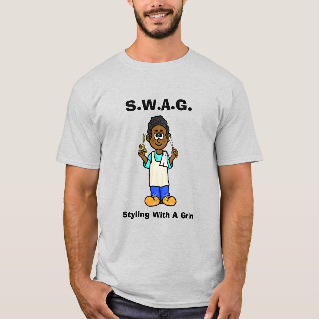 Black Barber SWAG T-Shirt (Framsida)