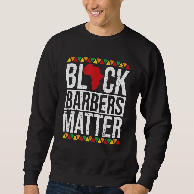 Black Barbers Matter African American Black Histor Lång Ärmad Tröja (Framsida)