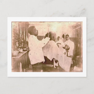 Black Barbershop i vintagen 1930 Vykort